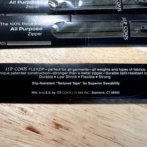 Flex Zip 16" All Purpose Zipper Lot Of 3-J&P Coats Dark Brown - Picture 4 of 4